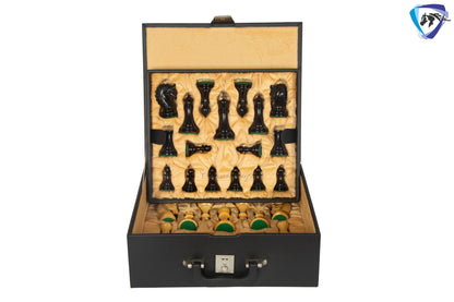 4.5" Ebony wood Luxury Staunton Chess Pieces Set ARTHUR series- Triple weighted + 23" Ebony wood chess Board(Sq: 60mm) + Leather Storage box