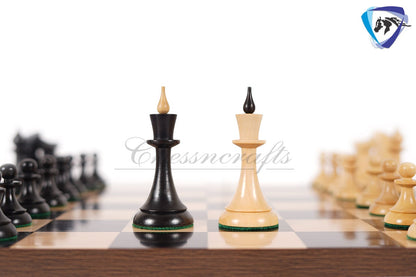 COMBO of 1950 Soviet(Russian) Latvian Chess Pieces Set in Ebonised boxwood With 60mm(19") Ebonywood Borderless Chess board