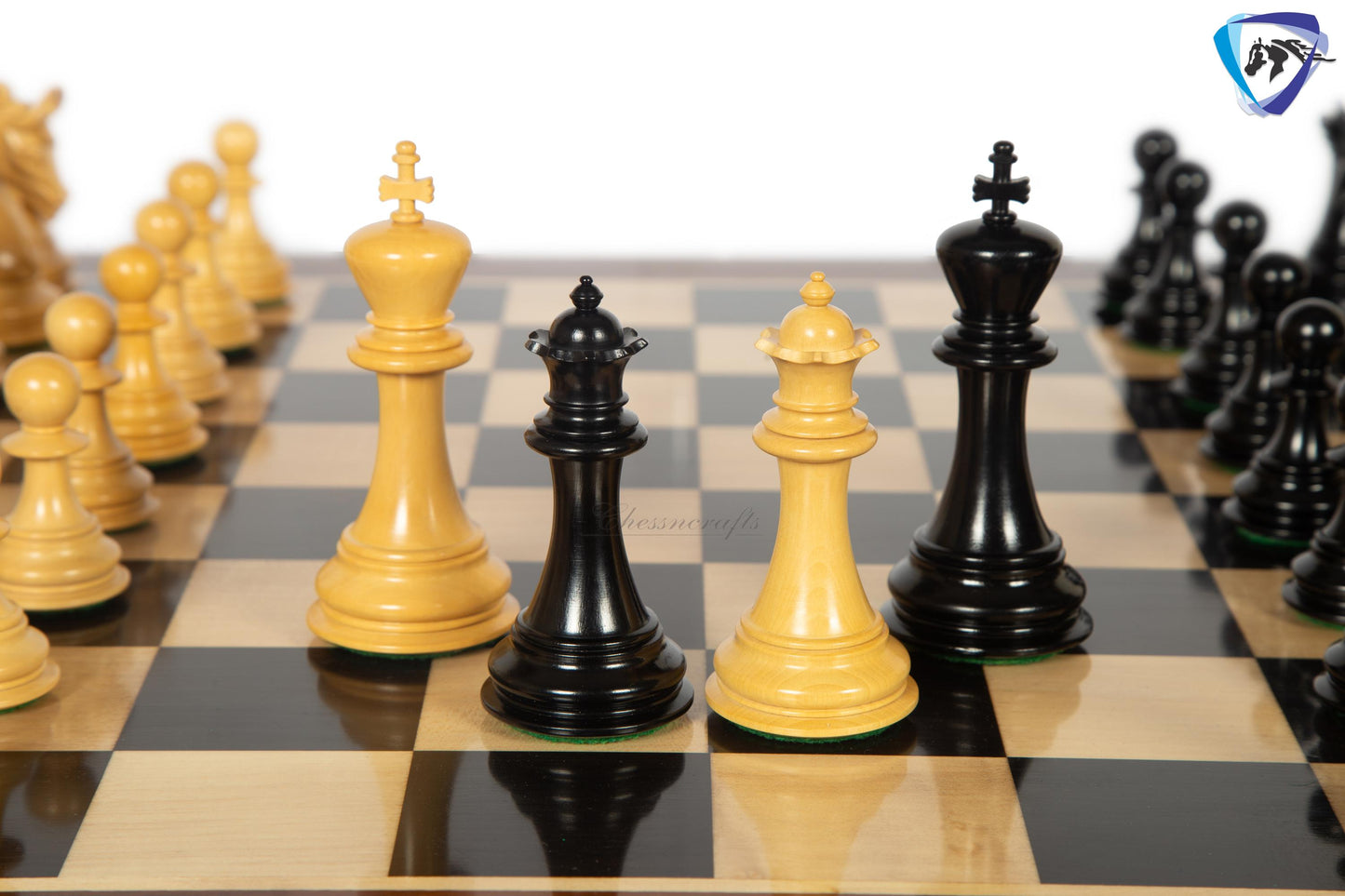 4.5" Ebony wood Luxury Staunton Chess Pieces Set ARTHUR series- Triple weighted + 23" Ebony wood chess Board(Sq: 60mm) + Leather Storage box
