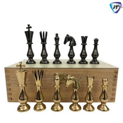 14" Brass Chess pieces set classical Sleek luxury Collector series King: 3.5" antique collector series with Rosewood Folding chess board.