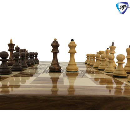 COMBO of Russian Zagreb Chess Set With 21" Rosewood(sheesham) Chess Board - Chess coins King 4" Double Weighted Extra Queens.