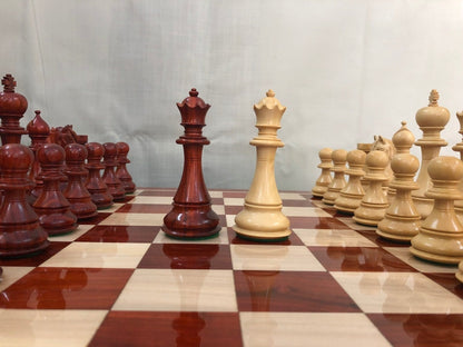 4.5" Luxury Staunton Bud Rosewood & Boxwood Chess pieces Set- Spartan Luxury Double Weighted 2 Extra queens- 4Q