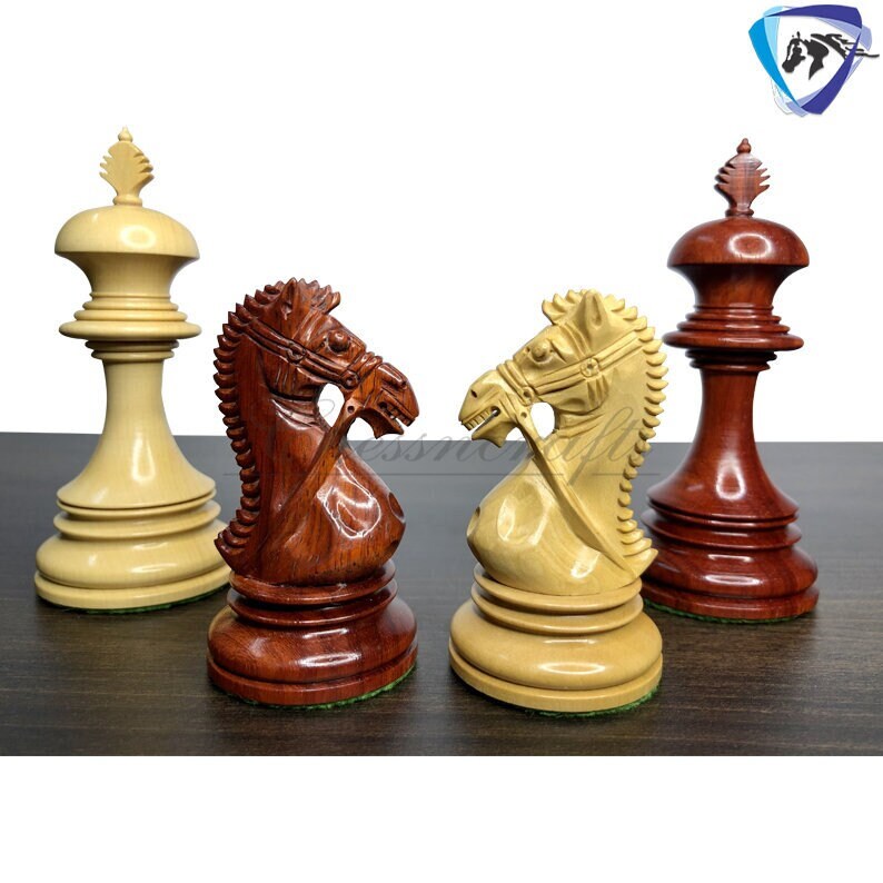 4.4" Luxury Staunton Bud Rosewood Chess pieces Set-ANDERSON Bridled Knight Luxury- Triple Weighted 2 Extra queens- 4Q