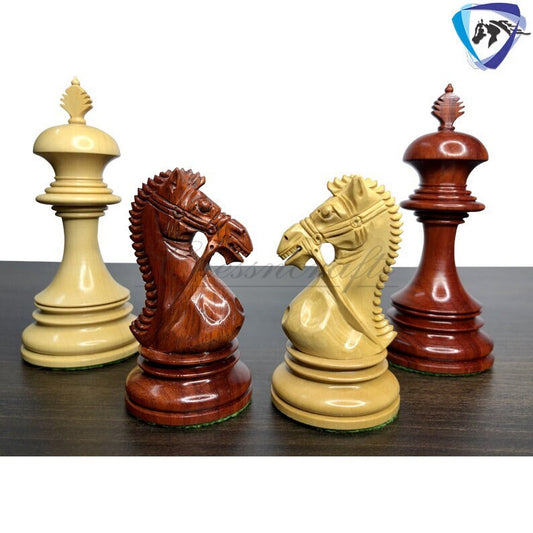4.4" Luxury Staunton Bud Rosewood Chess pieces Set-ANDERSON Bridled Knight Luxury- Triple Weighted 2 Extra queens- 4Q