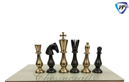 14" Brass Chess pieces set classical Sleek luxury Collector series King: 3.5" antique collector series with Rosewood Folding chess board.