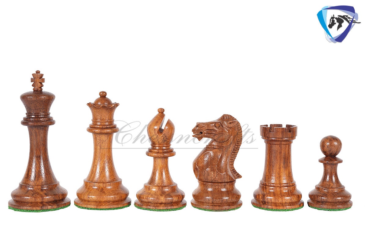 4.1" Staunton Chess Pieces Set Golden Rosewood(sheesham) ENGLISH CLUB series + 21" Golden Rosewood Chess board STEP Design + Storage Box