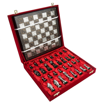 14" Brass Chess Board Set Hand Carved with Brass Staunton chess pieces with storage box | Chess Gift | Other size options: 12" & 10"