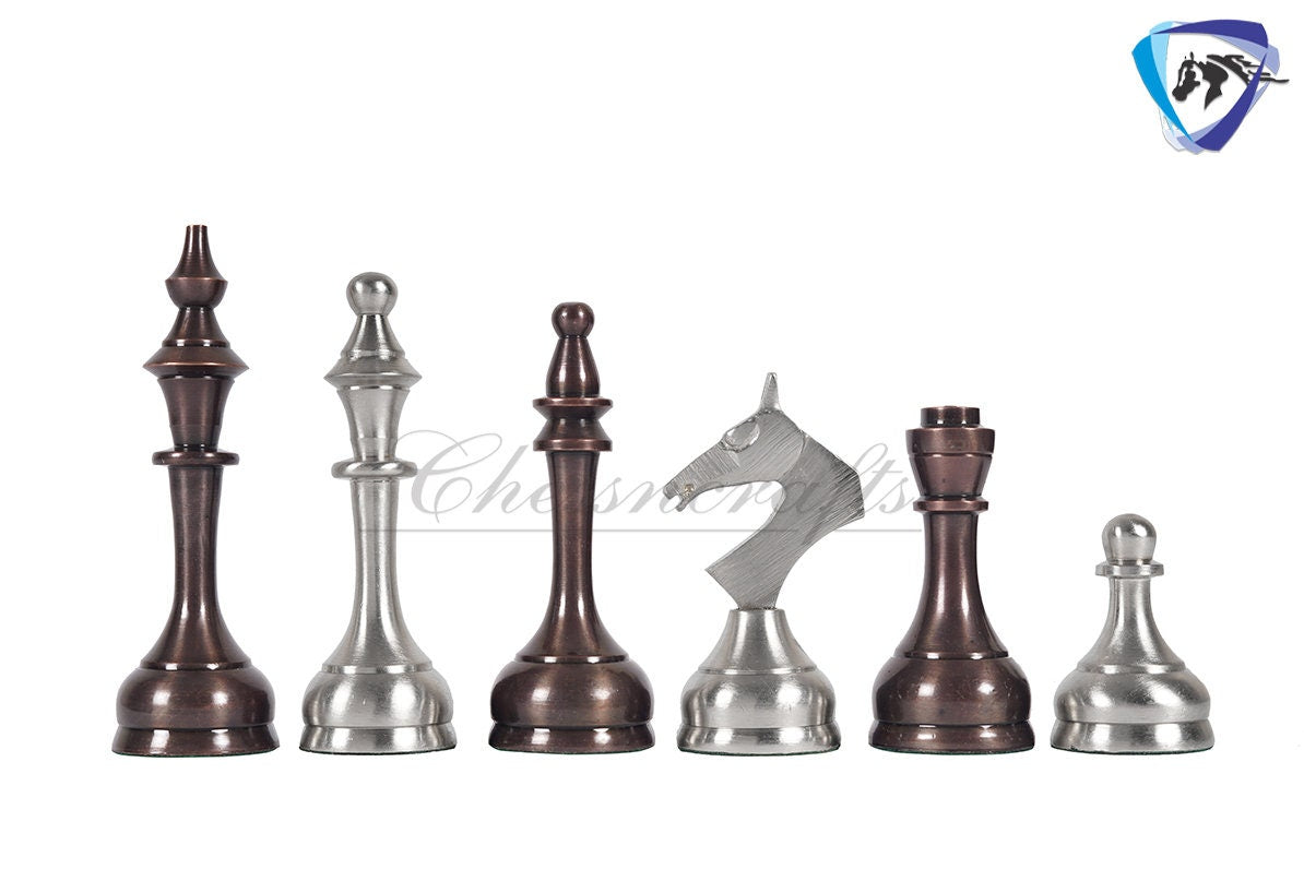 16" Brass Chess Board Set MODERN CLASSIC Chess Pieces Copper-Silver and Rosewood  Chess board with Storage drawer- Chess Gift- Gift for Him