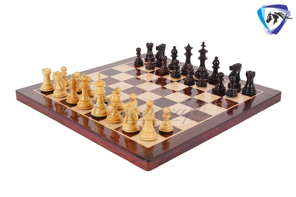COMBO of 4" Royal Staunton Rosewood Chess Pieces Set Weighted 4Q + 19" Rosewood Chess Board SQ: 51mm(2") & Leather Storage Box