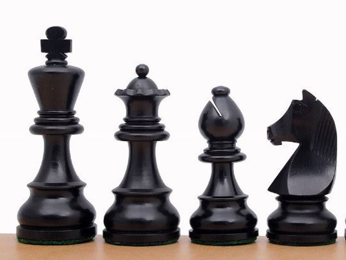 Tournament series Wooden chess pieces set German Knight King 3.75" With Extra Queens- Dyed Boxwood - Weighted.