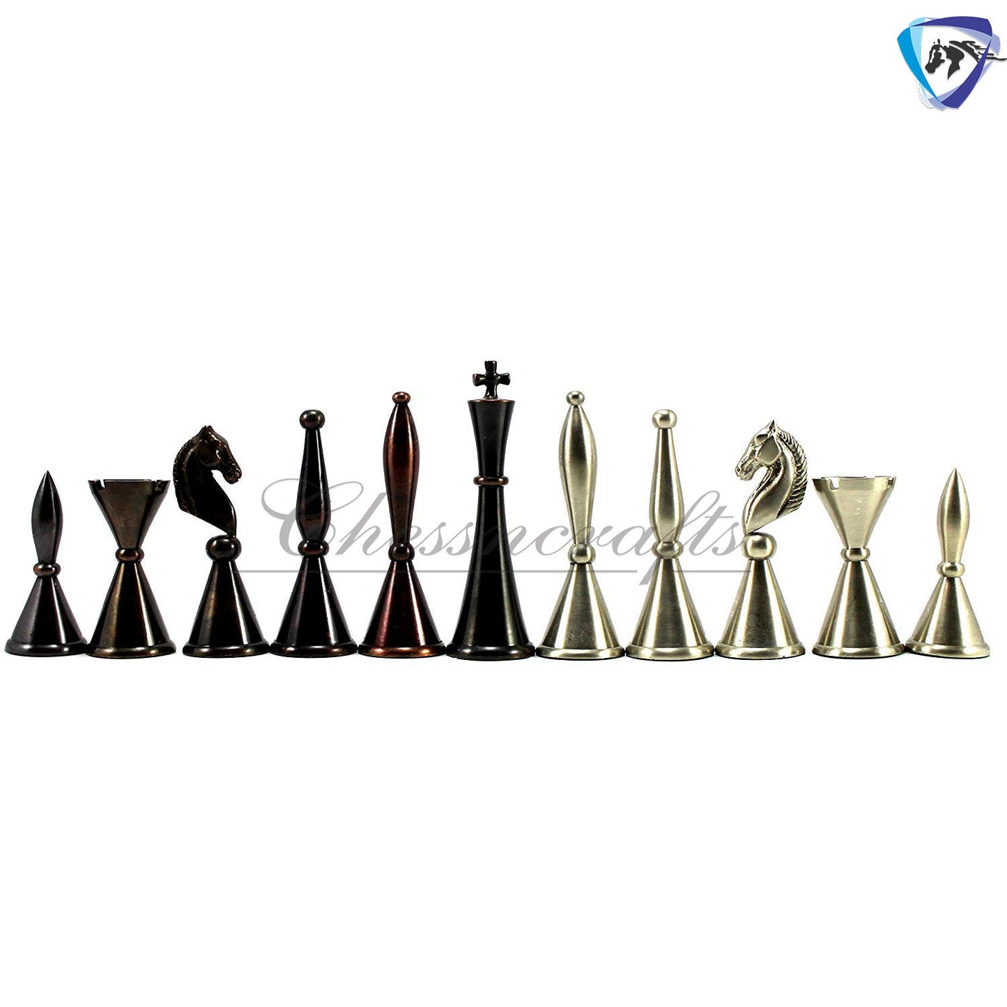 Solid Brass Chess pieces set French Silver copper King: 4.25"