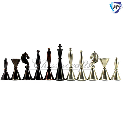 Solid Brass Chess pieces set French Silver copper King: 4.25"