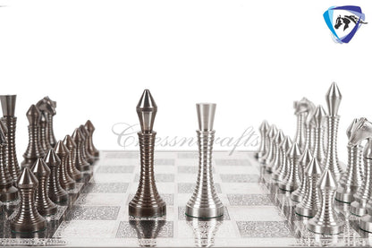 14" Solid Brass Metal CLASSICAL MEENAKARI Hand carved Chess set- Slim chess men Carving with velvet storage box - Brass chess board set