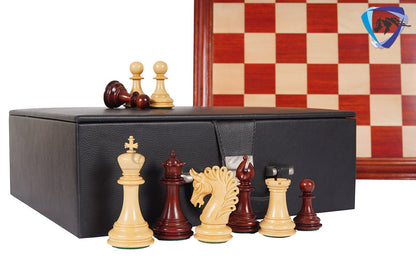 4.5" Luxury Staunton Chess Pieces Set in Bud Rosewood(Padauk)- ARTHUR series + 21" Bud Rosewood chess Board + Leatherette Storage box