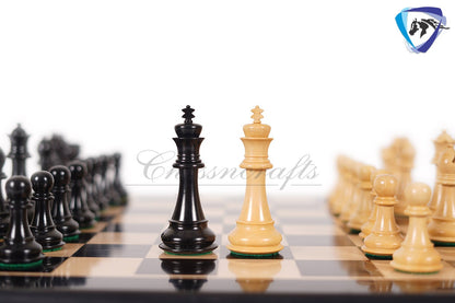 4.5" Ebony wood staunton chess pieces set BRIDLE SERIES - Weighted w/ extra queens.