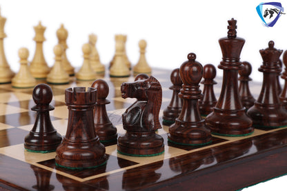 3.75" Fischer-Spassky Chess Pieces set in Dark Rosewood & Boxwood 1972 World Championship Chessmen - Weighted -2 Extra queens | chess gift|