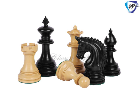 4.5" Luxury Staunton Chess pieces Set in  Ebony wood -PATTON series +21" Ebony wood Chess board(sq:55mm) + Leather Storage Box