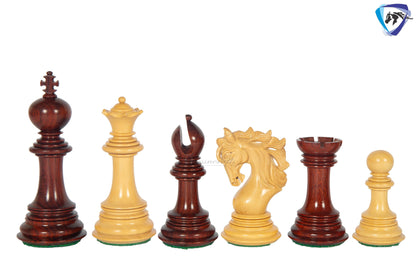 4.5" Staunton Bud Rosewood Chess pieces Set- BENEVENTO - Triple Weighted + 21" Bud Rosewood Chess Board  + Leatherette storage Box.
