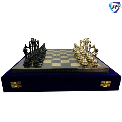 Solid Brass Modern classic Chess set- 100% brass Slim chess men hand carved with velvet storage box