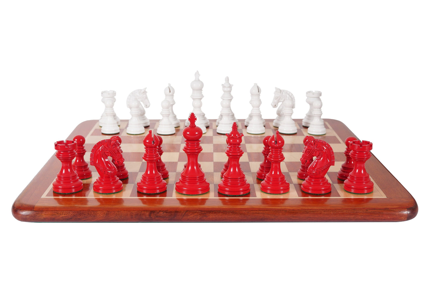4.1" Luxury Staunton Chess Pieces Set in Painted Boxwood- ARMOURED Triple Weighted w/ 2 Extra queens- 4Q