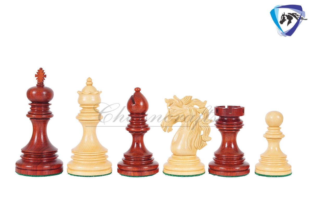 4.4" Luxury Staunton Chess pieces Set Bud Rosewood- JFK series + 21" Bud Rosewood Chess board(55mm) + Leather Storage box for chess men