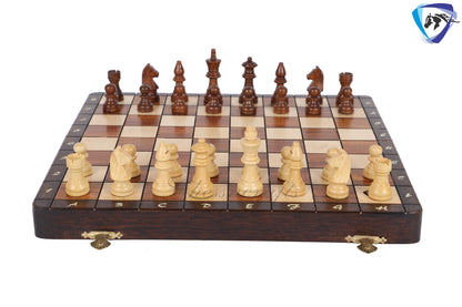 12" Folding wooden chess Magnetic Travel Chess Bord set with Extra Queens-Notations with storage bag | Antique look | BLACKFRIDAY SALE