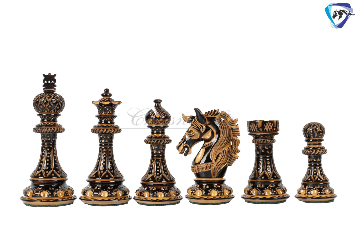 4.5" Luxury Staunton Chess pieces Set- Alexander CARVED series-Triple Weighted + 21"/ 23" Ebonywood Chess Board-STEP DESIGN + Storage Box