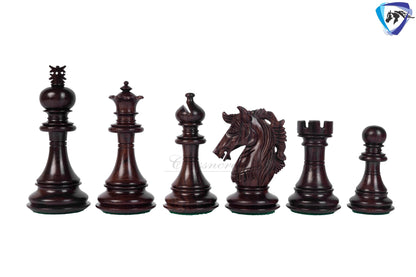 4.5" Luxury Staunton Rosewood & Boxwood Chess pieces Set- Alexander Luxury- Triple Weighted + 21" Rosewood Chess Board + Leather Storage Box