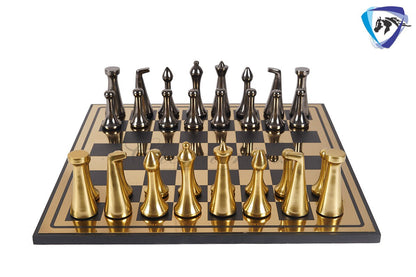16" Metal Chess Board set- 3.7" Metal Modern minimalist Chess Pieces Set BLACK & GOLD/SILVER Luxury chess set- chess with storage box