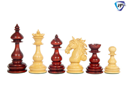 4.5" Staunton Bud Rosewood Chess pieces Set- WILD STALLION + 21" Bud Rosewood Chess Board STEPS Border  + Leatherette storage Box.