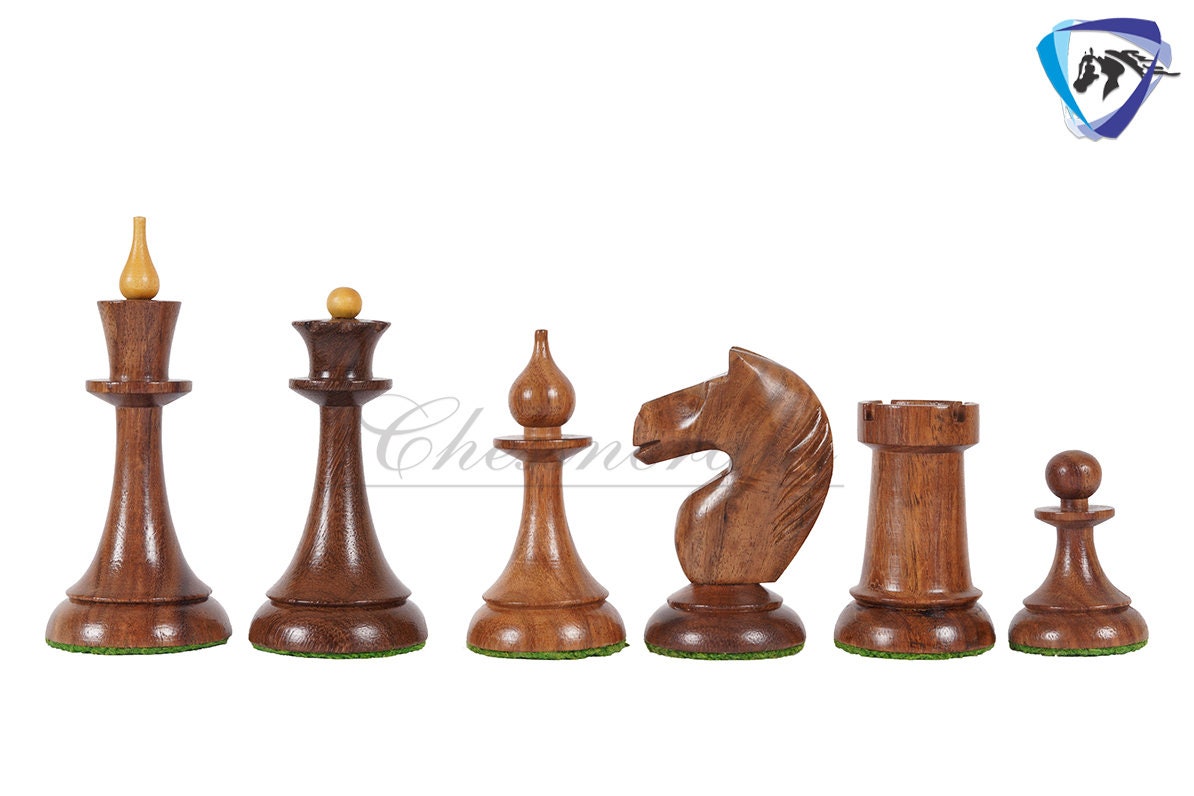 Soviet(Russian) Latvian Chess Pieces Set-1950 in Golden Rosewood Reproduction chess pieces + 21" Drueke Chess Board Sheeshamwood