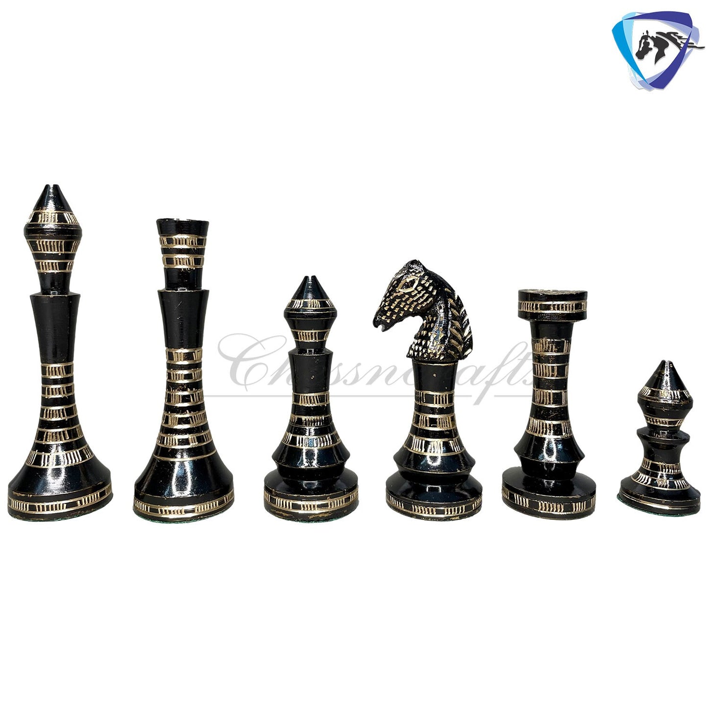 14" Solid Brass Metal Classic CONTEMPORARY Hand carved Chess set- Slim chess men Carving with velvet storage box - Brass chess board set