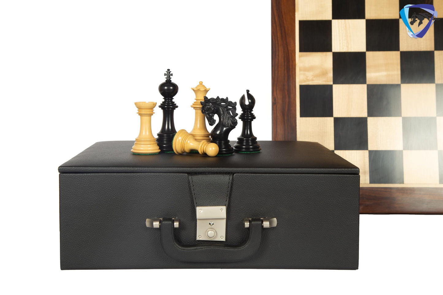 4.5" Staunton Ebony wood Chess pieces Set- BENEVENTO - Triple Weighted + 23" Ebony wood Chess Board(SQ:60mm)  + Leatherette storage Box.