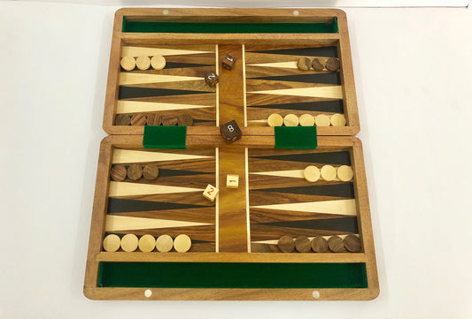 Backgammon Set board game in Sheesham and Box wood with Board,Dice & Stones - 12" Magnetic lock