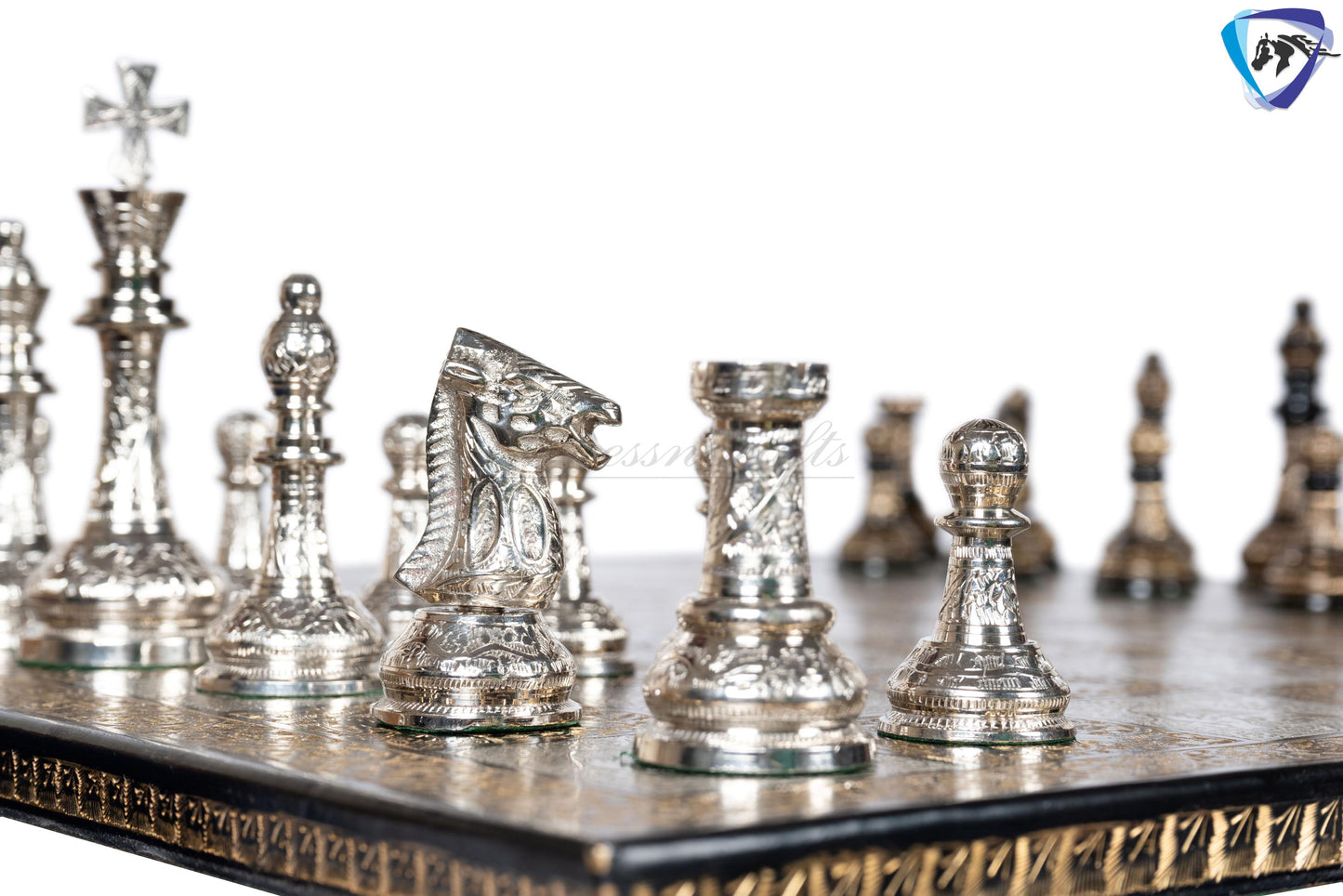 21" Giant Brass chess Board set Luxury Hand carving chess board & King: 4.75" Brass Chess Pieces set With storage Box- Big Size Metal Chess