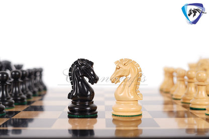 3.75" Sinquefield Ebonywood Chess Pieces Staunton Chess Pieces Set - St. Louis Series + 21" Ebonywood chess board + Leatherette storage box