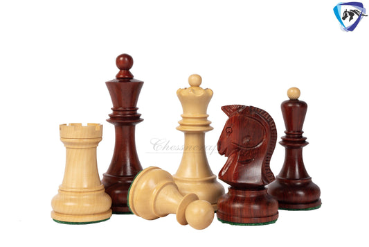 1950 Fischer Dubrovnik Bud Rosewood chess pieces set King-3.8" + 21" Bud Rosewood chess board(Sq: 55mm) + Leather Storage box-Luxury