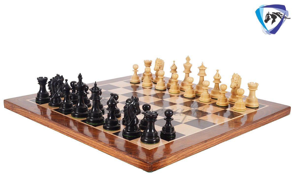 4.4" Luxury Staunton Chess Pieces Set in Ebonywood & Boxwood- HADRIAN Triple Weighted w/ 2 Extra queens- 4Q