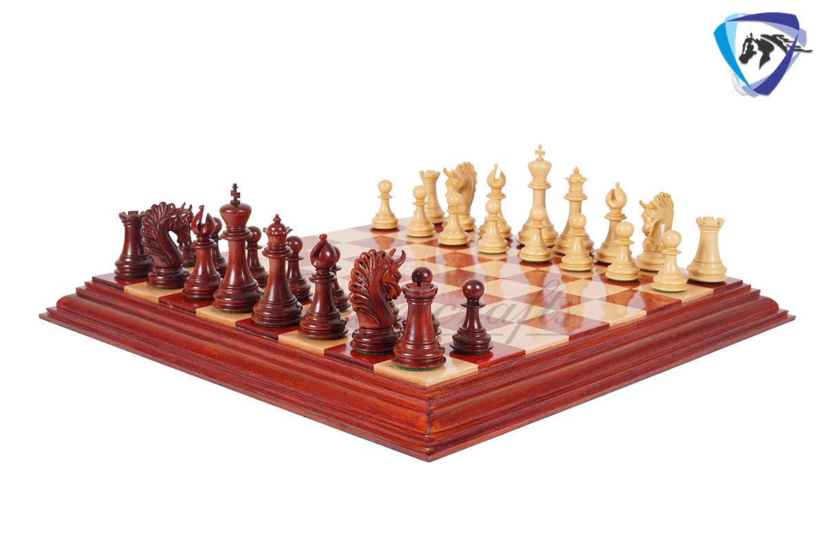 4.5" Luxury Staunton Chess Pieces Set in Bud Rosewood(Padauk)- ARTHUR series + 21" Bud Rosewood chess Board + Leatherette Storage box