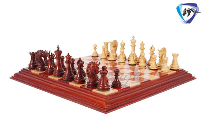 4.5" Luxury Staunton Chess Pieces Set in Bud Rosewood(Padauk)- ARTHUR series + 21" Bud Rosewood chess Board + Leatherette Storage box