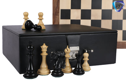 4.5" Luxury Staunton Ebony wood Chess pieces Set- SPARTAN series + 21" Ebonywood Chess board(55mm) + Leatherette Storage box for chess men