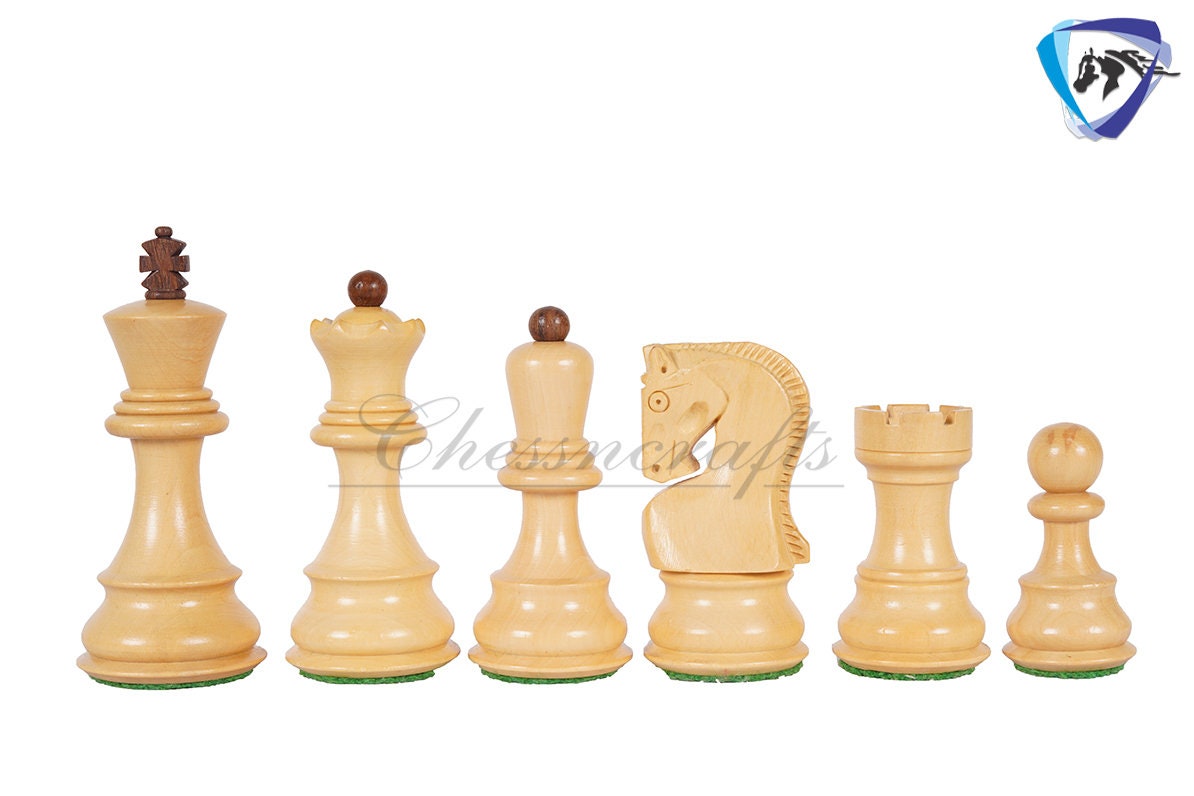 4" Russian Zagreb Chess Pieces Set in Golden Rosewood (Sheesham) / Ebonized Boxwood(black) & Boxwood Weighted  2 Extra Queens Reproduced