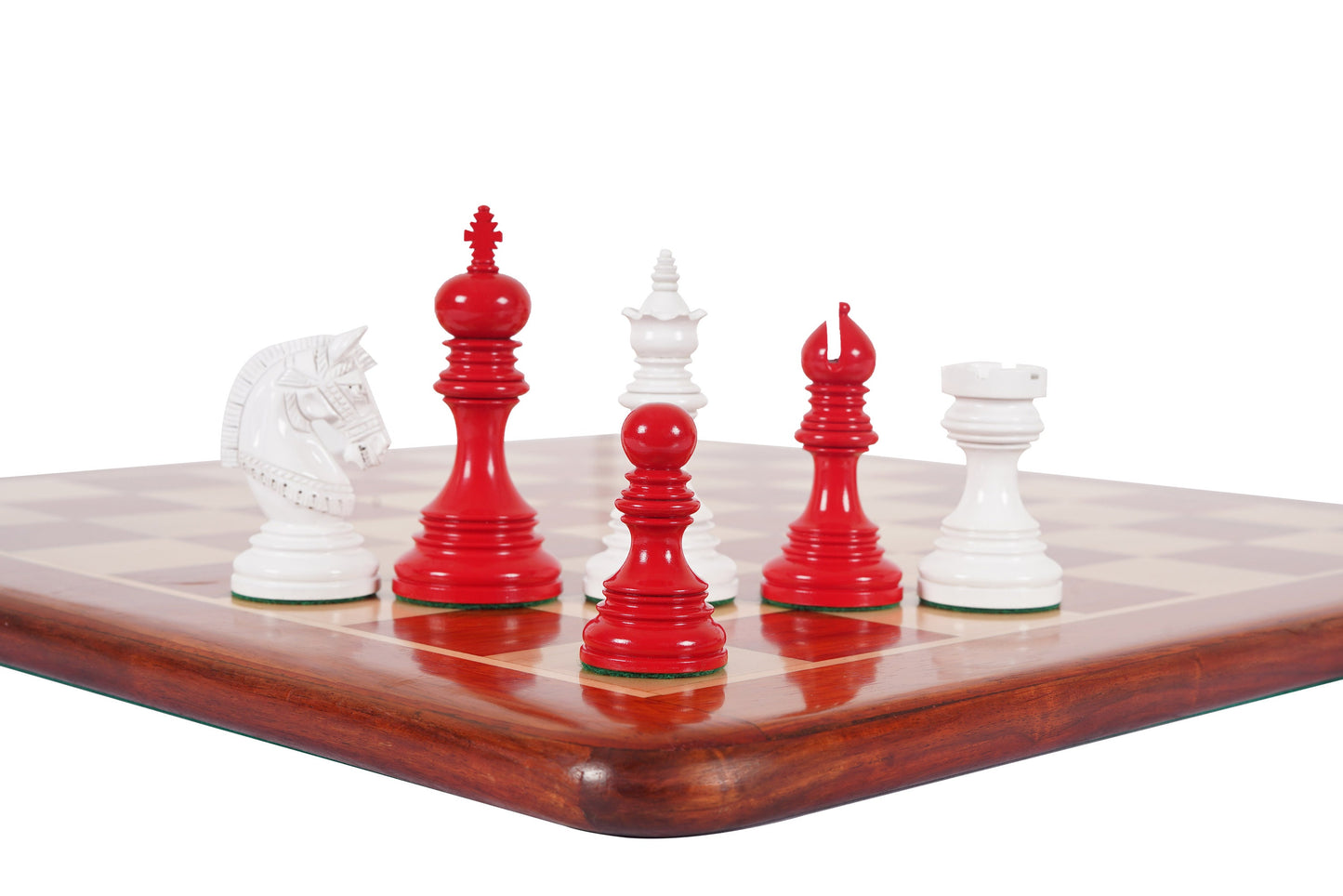 4.1" Luxury Staunton Chess Pieces Set in Painted Boxwood- ARMOURED Triple Weighted w/ 2 Extra queens- 4Q