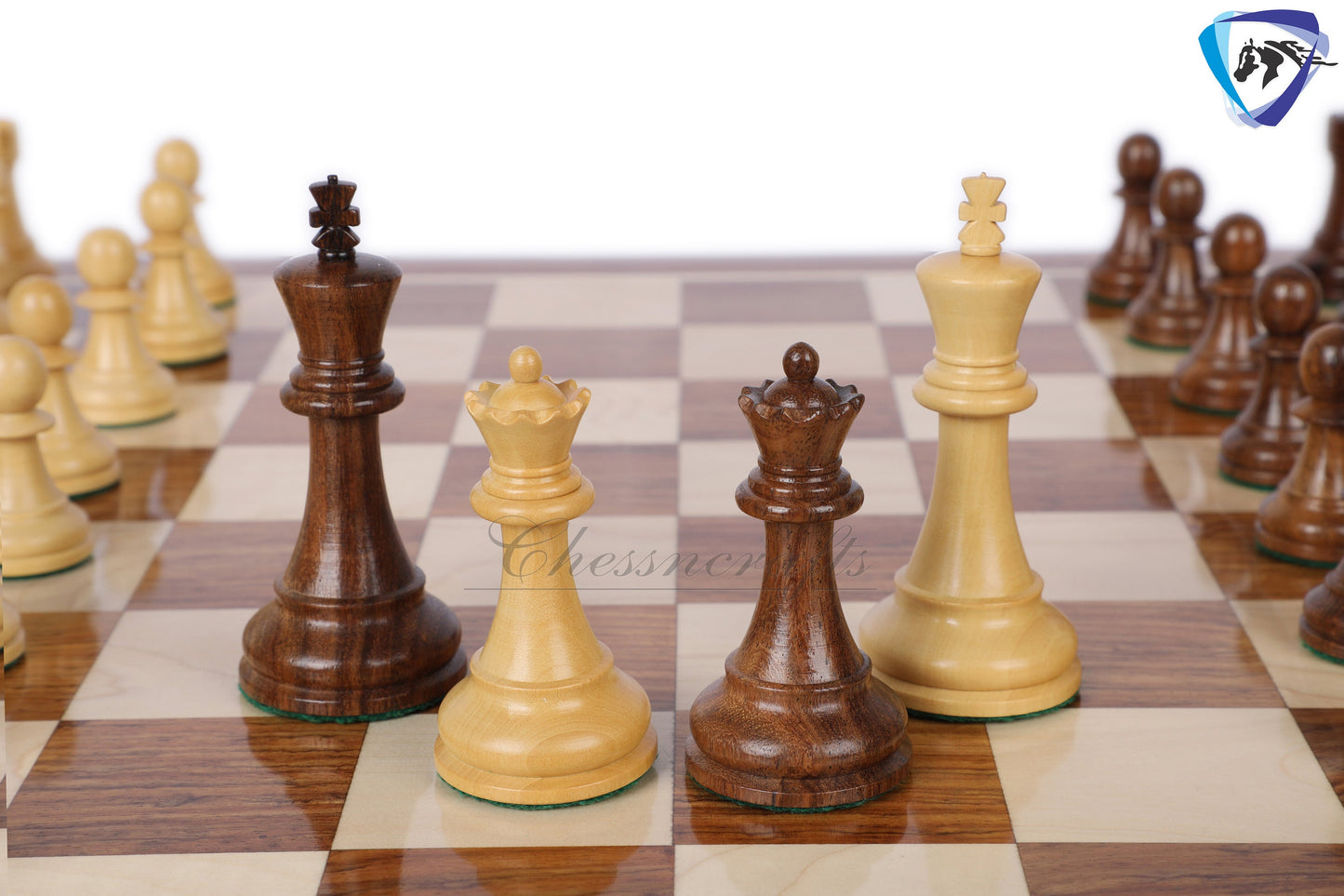 3.75" Fischer-Spassky Chess Pieces set in Golden Rosewood(sheesham) 1972 World Championship Chessmen + 19" Chess Board Sheeshamwood SQ:51MM