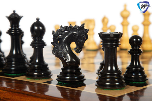 4.5" Staunton Ebony wood Chess pieces Set- BENEVENTO - Triple Weighted + 23" Ebony wood Chess Board(SQ:60mm)  + Leatherette storage Box.