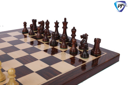 3.75" Fischer-Spassky Chess Pieces set in Dark Rosewood & Boxwood 1972 World Championship Chessmen - Weighted -2 Extra queens | chess gift|