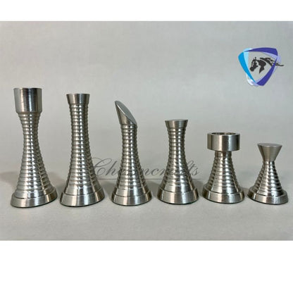 3.5" Solid Brass Chess pieces set RING STEEL SLEEK Silver & Antique Polish Minimalist Brass Chess Pieces set.
