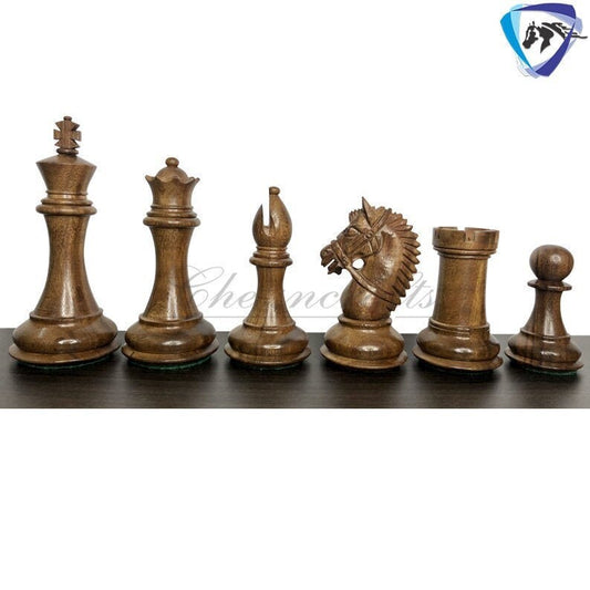 4.1" Staunton Chess Pieces Set in Golden Rose wood & Boxwood- EXCALIBUR  Weighted w/ 2 Extra queens- 4Q