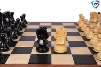 1950 Fischer Dubrovnik Ebonywood chess pieces set King-3.8" + 21" Ebonywood chess board(SQ:55MM) + Leather Storage box-Luxury