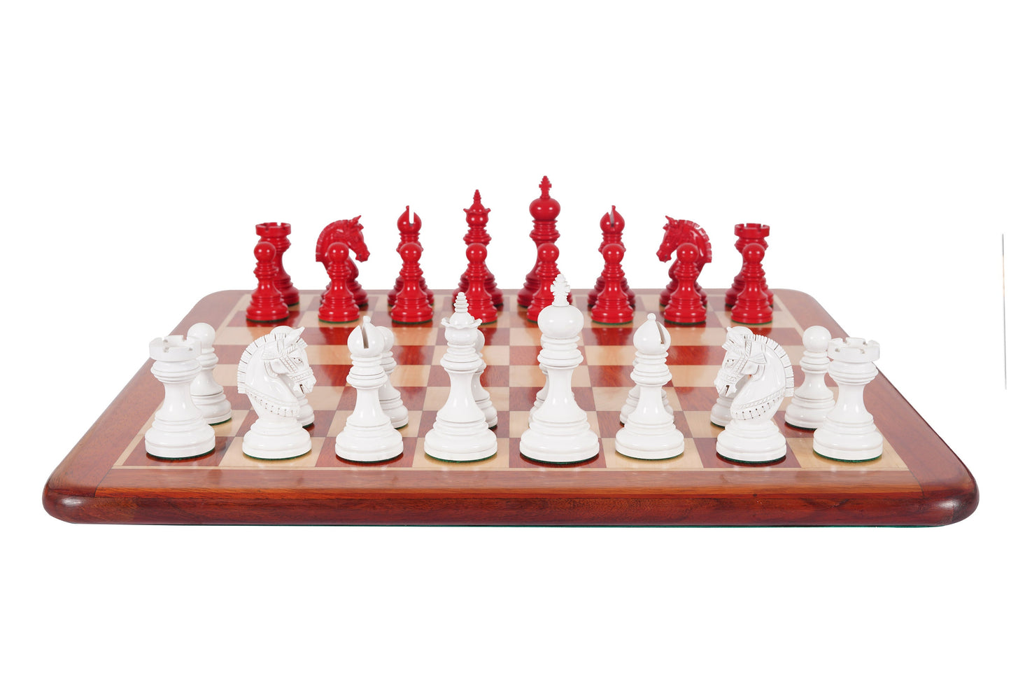 4.1" Luxury Staunton Chess Pieces Set in Painted Boxwood- ARMOURED Triple Weighted w/ 2 Extra queens- 4Q